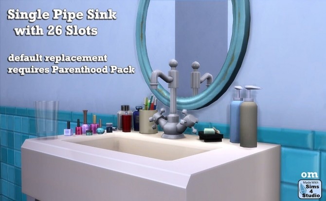 Sims 4 Single pipe sink with 26 slots by OM at Sims 4 Studio