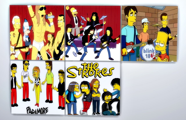 Sims 4 Art Wall The Simpsons Rock Band Collection at Lily Sims