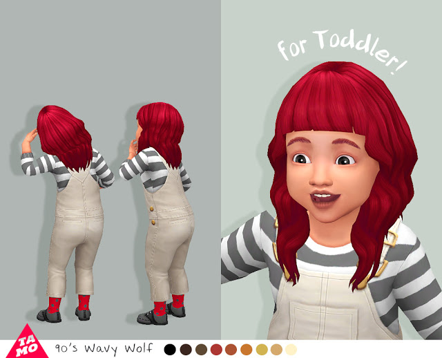 Sims 4 90s Wavy Wolf hair for Toddler at Tamo