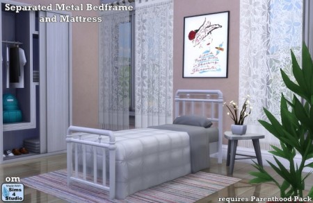 Separated metal bedframe and matress by OM at Sims 4 Studio
