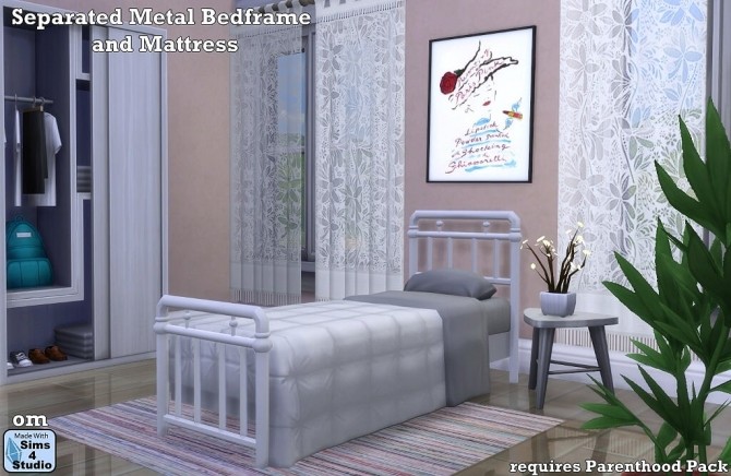Sims 4 Separated metal bedframe and matress by OM at Sims 4 Studio