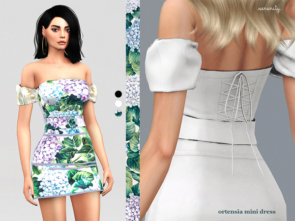 Sims 4 Ortensia mini dress by serenity cc at TSR