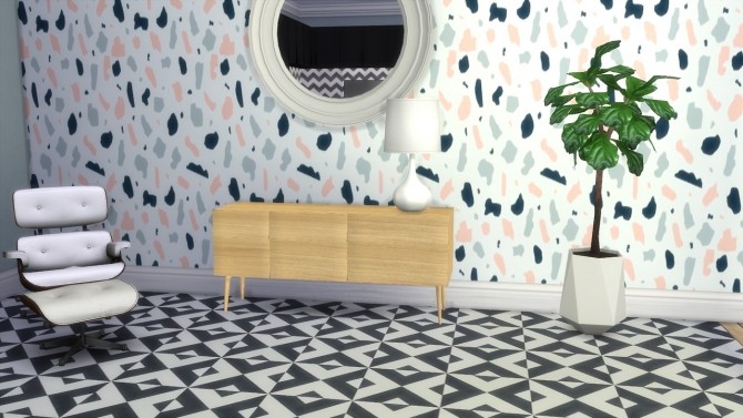 Sims 4 Pink and Blue Terrazzo Wallpaper at Meinkatz Creations