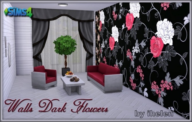 Sims 4 Walls Dark Flowers at ihelensims