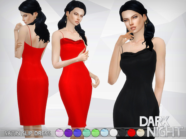 Sims 4 Satin Slip Dress by DarkNighTt at TSR
