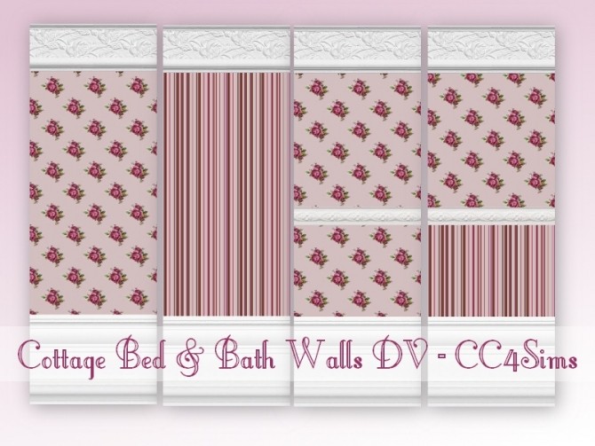 Sims 4 Cottage bed & bath walls by Christine at CC4Sims