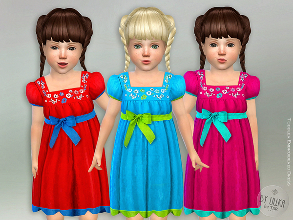 Sims 4 Toddler Embroidered Dress by lillka at TSR