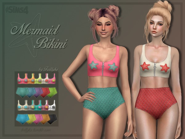 Sims 4 Mermaid Swimsuit Set by Trillyke at TSR
