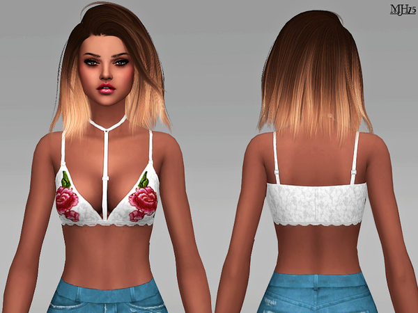 Sims 4 Rosie Choker Bralette Top by Margeh 75 at TSR