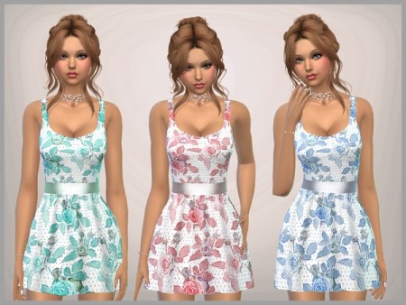 Floral Print Dress by SweetDreamsZzzzz at TSR » Sims 4 Updates
