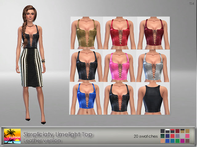 Sims 4 Simpliciaty Limelight Top Leather at Elfdor Sims