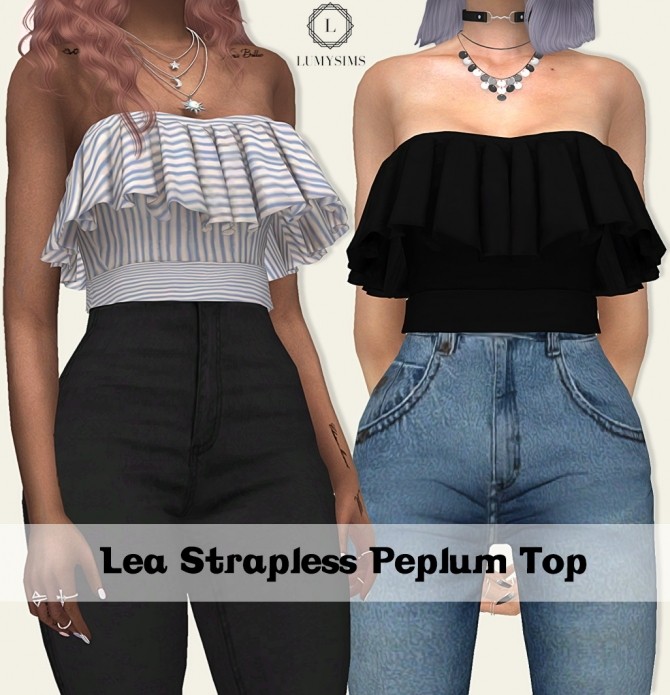 Sims 4 Lea Strapless Peplum Top at Lumy Sims