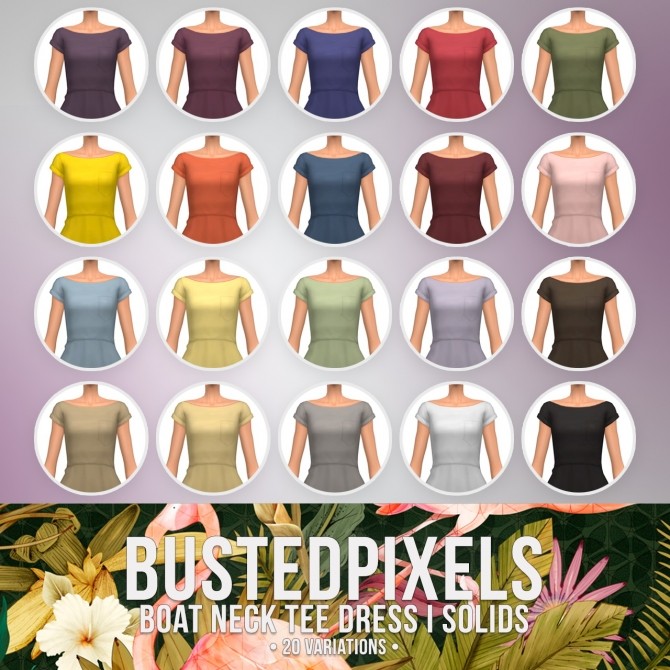 Sims 4 Boat Neck Tee Dress at Busted Pixels