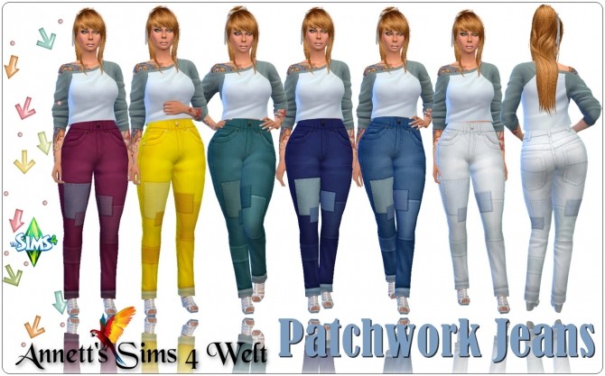 Sims 4 Patchwork Jeans at Annett’s Sims 4 Welt