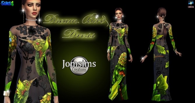 Sims 4 Dream bird long dress at Jomsims Creations