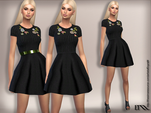 Sims 4 Mini Dress with Embroidery by EsyraM at TSR