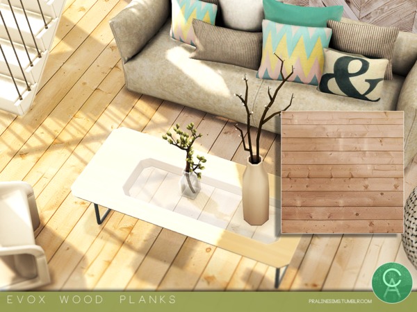 Sims 4 EVOX Wood Planks by Pralinesims at TSR