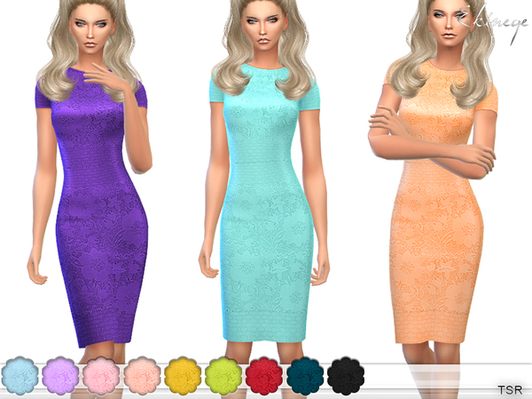 Sims 4 Lace Pencil Dress by ekinege at TSR