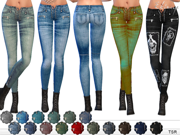 Sims 4 Lace Up Skinny Jeans by ekinege at TSR