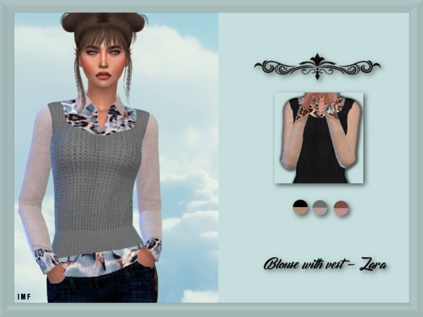Sims 4 IMF Blouse with vest by IzzieMcFire at TSR