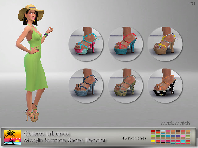Sims 4 Colores Urbanos Marylin Monroe Shoes Recolor at Elfdor Sims