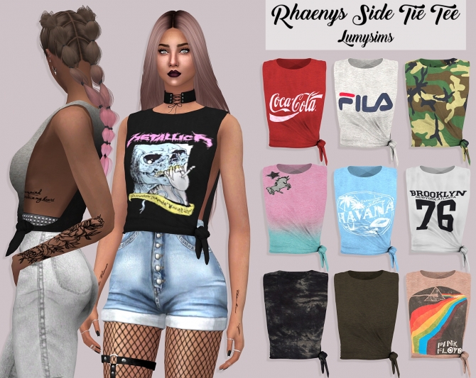 Rhaenys Side Tie Tee at Lumy Sims » Sims 4 Updates