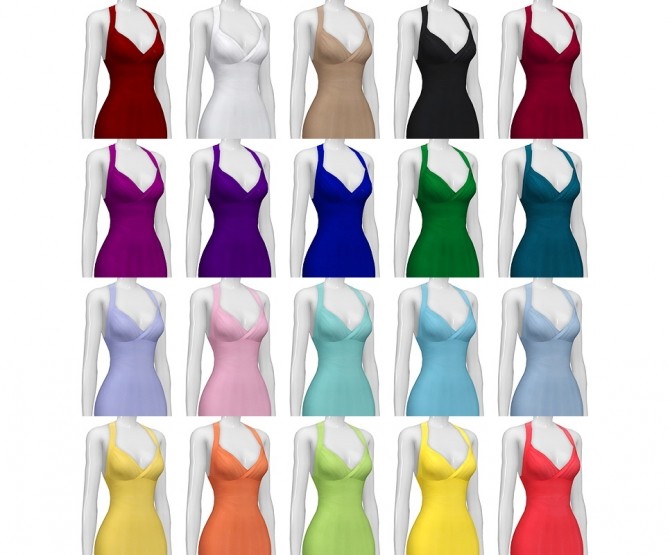 Sims 4 Pencil dress with strap neck (20 colors) at Rusty Nail