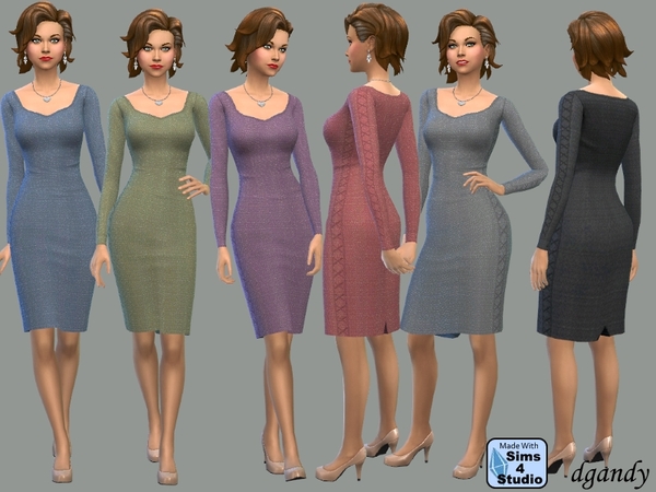 Sims 4 Pencil Dress with Laced Sides by dgandy at TSR