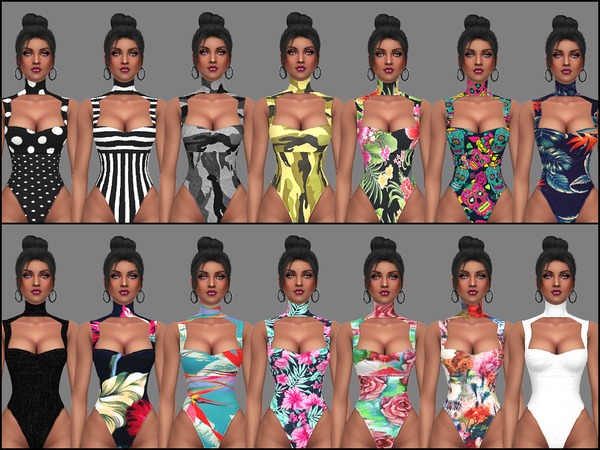 Sims 4 MP High Cut Choker Bodysuit by MartyP at TSR
