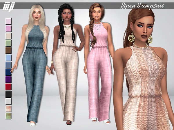 Sims 4 MP Linen Jumpsuit by MartyP at TSR