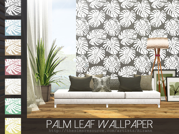 Sims 4 Palm Leaf Wallpaper by Rirann at TSR