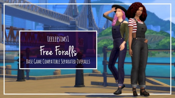 Sims 4 Free Foralls Separated Overalls Set by leeleesims1 at SimsWorkshop