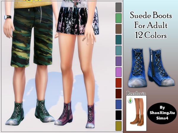 Sims 4 Suede Boots 12 Colors by jeisse197 at TSR