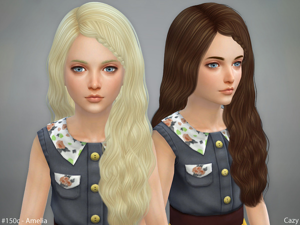 Sims 4 Amelia Hair Set Braided by Cazy at TSR