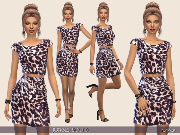 Sims 4 Jungle Sound top and skirt by Paogae at TSR