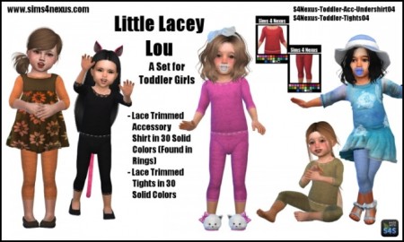 Little Lacey Lou shirt and tights by SamanthaGump at Sims 4 Nexus