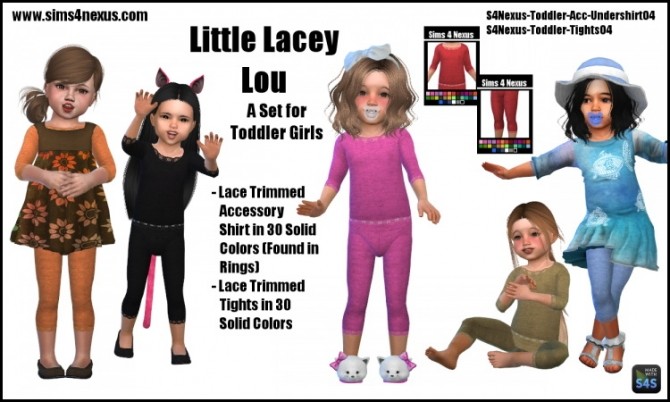 Sims 4 Little Lacey Lou shirt and tights by SamanthaGump at Sims 4 Nexus