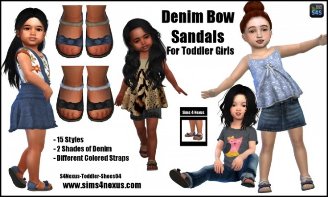 Sims 4 Denim Bow Sandals by SamanthaGump at Sims 4 Nexus