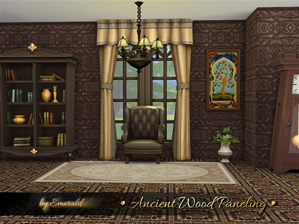 Sims 4 Ancient Wood Paneling by emerald at TSR
