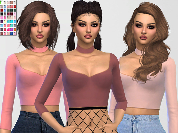 Sims 4 Nocturne top by Pinkzombiecupcakes at TSR
