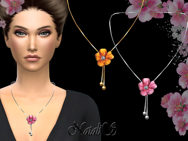 Sims 4 Carved flower necklace by NataliS at TSR