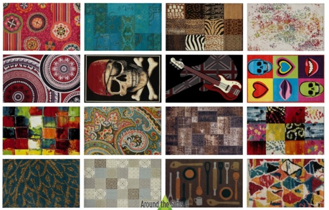 Sims 4 Big collection of rugs & pillows at Around the Sims 4