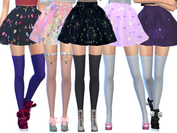 Sims 4 Pastel Gothic Skirts Pack Three by Wicked Kittie at TSR