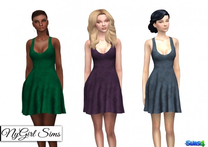 Sims 4 Lace Overlay Tank Flare Dress at NyGirl Sims