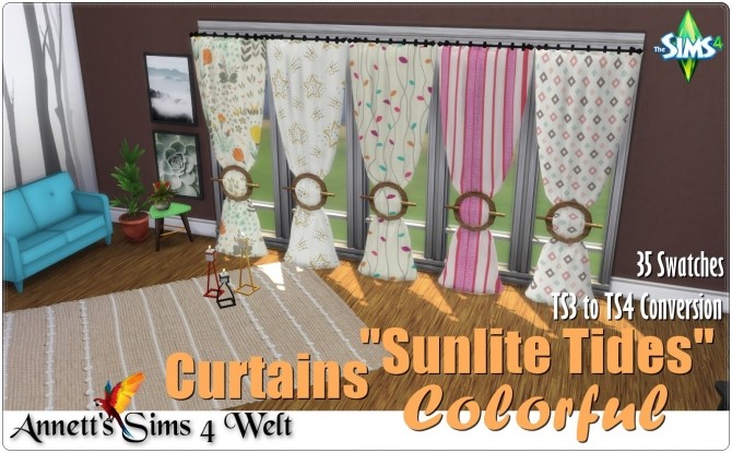 Sims 4 Curtains Sunlite Tides Colorful at Annett’s Sims 4 Welt