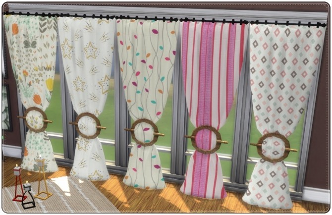 Sims 4 Curtains Sunlite Tides Colorful at Annett’s Sims 4 Welt