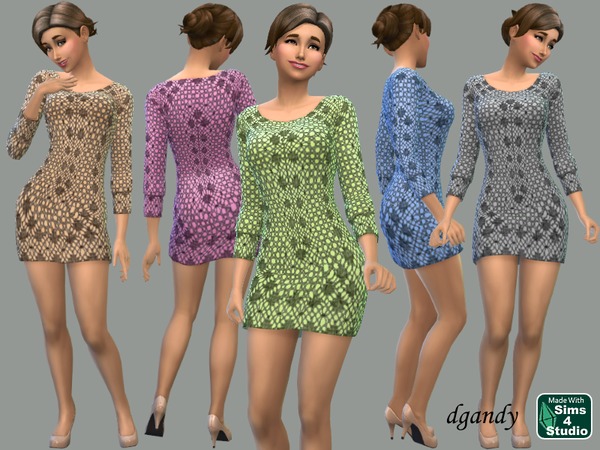 Sims 4 Mini Dress with Crochet Overlay by dgandy at TSR