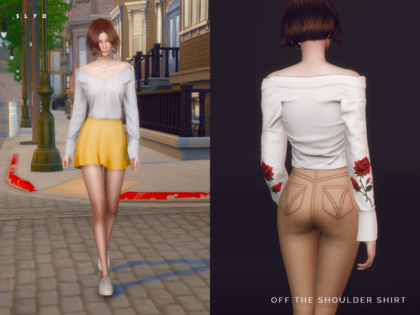 Sims 4 Off The Shoulder Shirt by SLYD at TSR