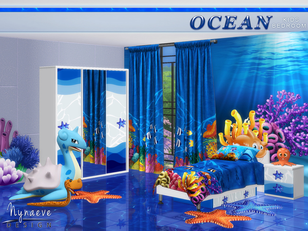 Sims 4 Ocean Kids Bedroom by NynaeveDesign at TSR