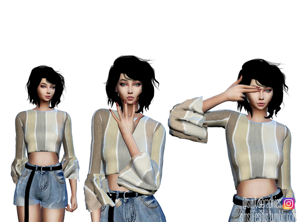 Female Top With Ruffled Sleeves by simtographies at TSR » Sims 4 Updates